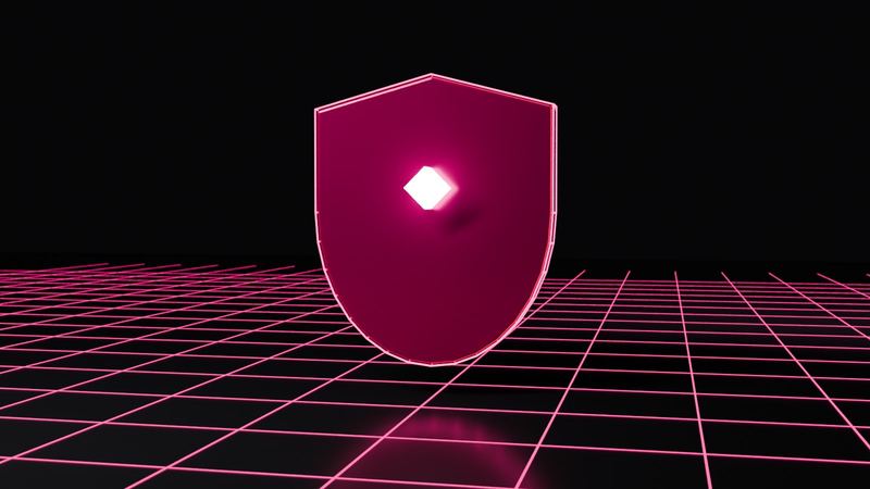 Bouclier de verre sur une trame lumineuse